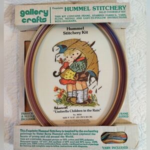 Gallery Crafts Hummel Stitchery Kit "Umbrella Children In The Rain" Vintage 1976
